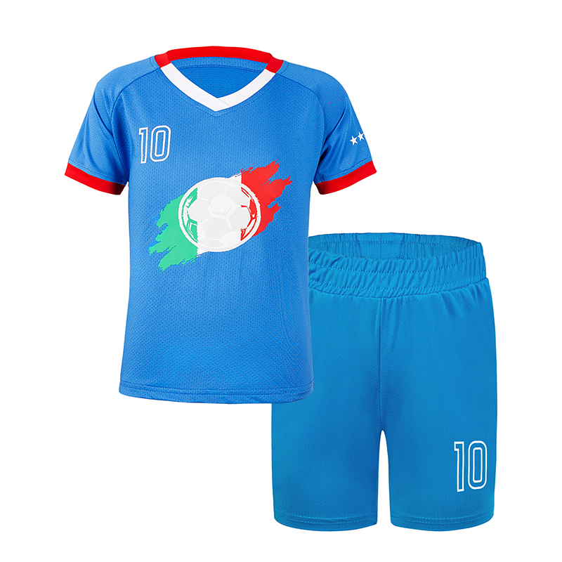 Kids Soccer Jersey Set Boys Girls Casual Sport T-Shirt Shorts