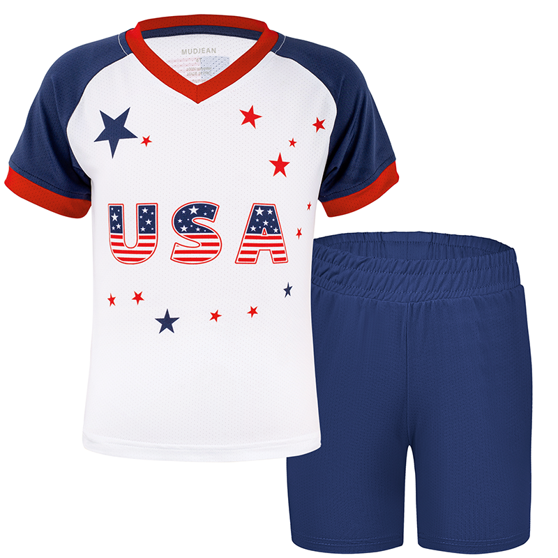 Kids Soccer Jersey Set Boys Girls Casual Sport T-Shirt Shorts
