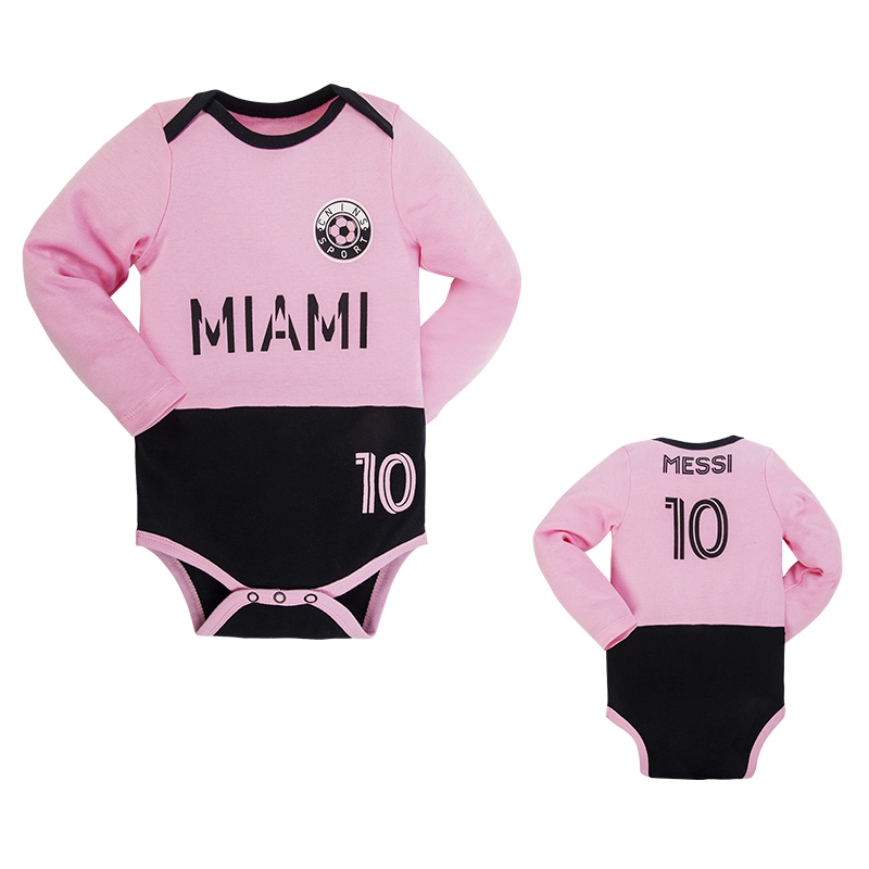 Messi Miami Infant Soccer Jersey Bodysuit Long Sleeve Winter Style