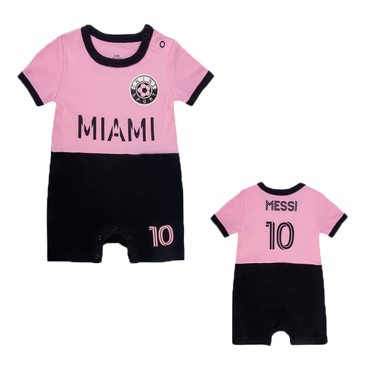 Messi Miami Infant Soccer Jersey Romper Open Shoulder