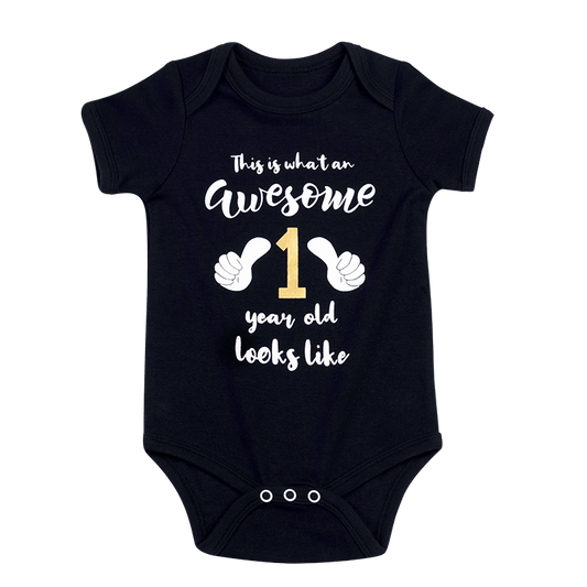 "This Is 1 Year Old" Character Graphic Infant Bodysuit - Announcement Baby Onesie