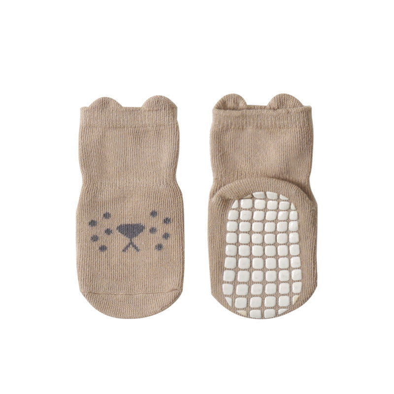 Taupe Lion Non-slip Toddler Socks