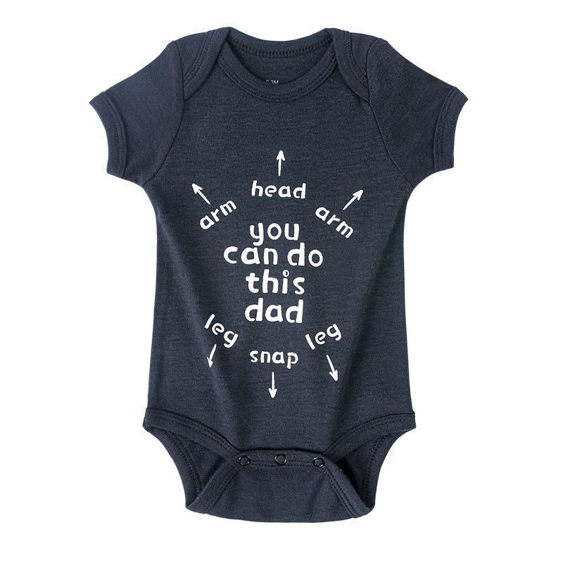 a fun character graphic printed on a Black base onesie