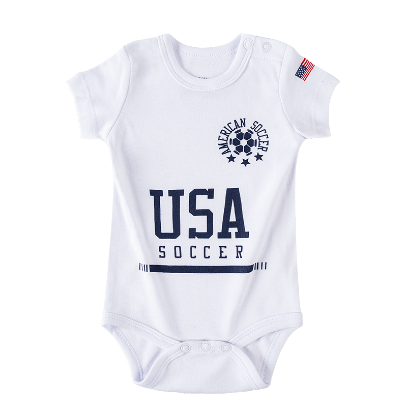 US-1 Infant Soccer Jersey Bodysuit Open Shoulder White