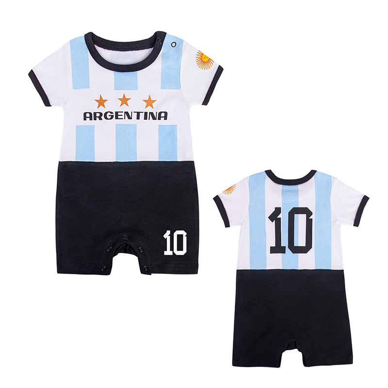 Argentina Infant Soccer Jersey  Romper Open Shoulder