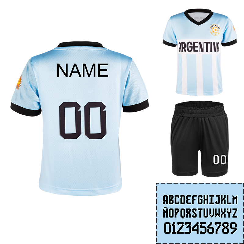 Customize a football jersey exclusively for your child and personalize it with their name and number in the designated area.