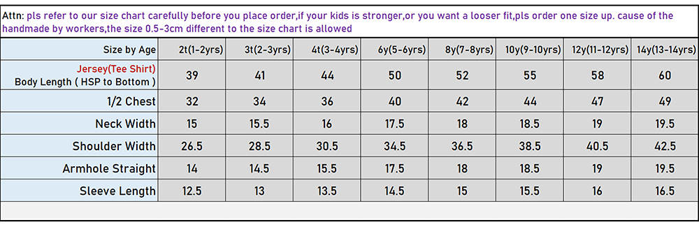 Big Brother T-Shirt Size Chart