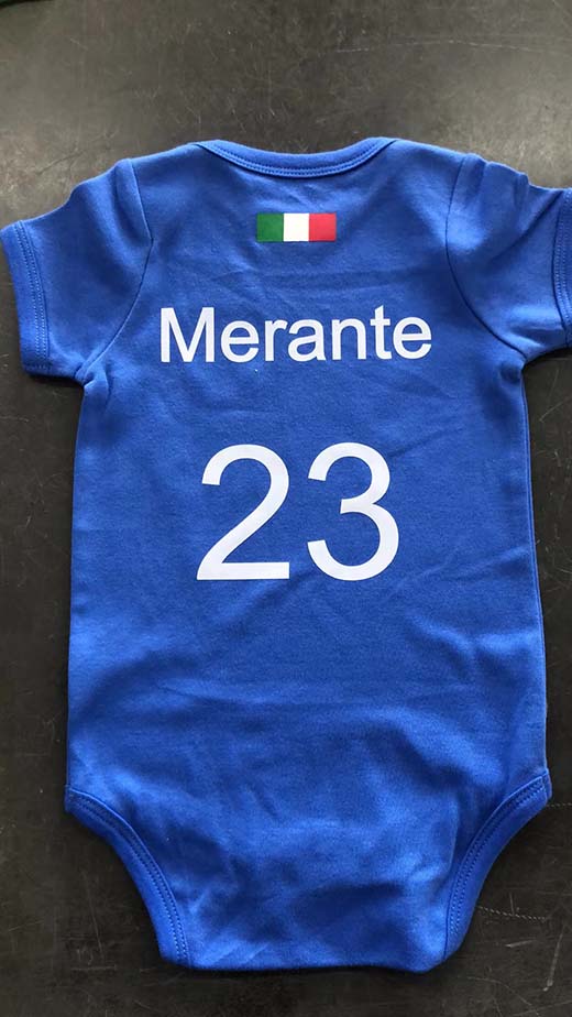 Italy jersey onesie personalisation