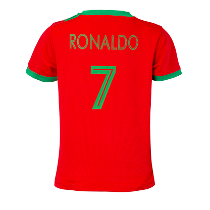 Child Youth Unisex Portugal Soccer Jersey Short Sleeve No.7 Uniform 2 Piece Sets