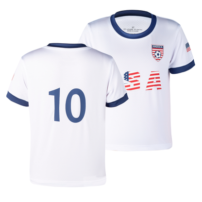 Child Youth Unisex USA Soccer Jersey Short Sleeve No.10 Uniform 2 Piece Sets