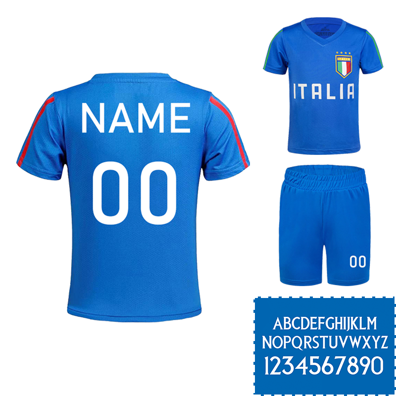 Customize a football jersey exclusively for your child and personalize it with their name and number in the designated area.