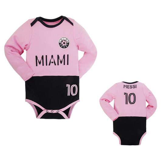 Messi Miami Infant Soccer Jersey Bodysuit Long Sleeve Winter Style