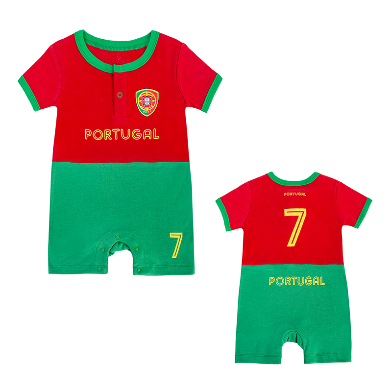 Portugal Infant Soccer Jersey Romper Front Plackets