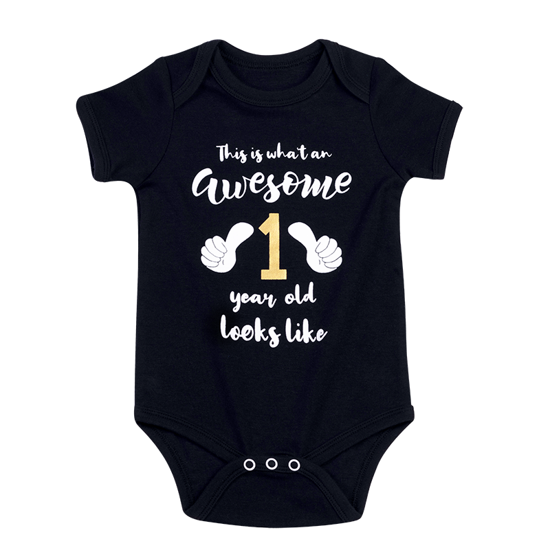 "This Is 1 Year Old" Character Graphic Infant Bodysuit - Announcement Baby Onesie