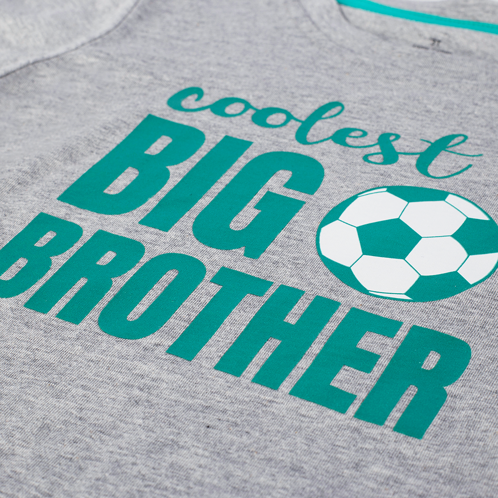 soccer print on chest of T-shirt