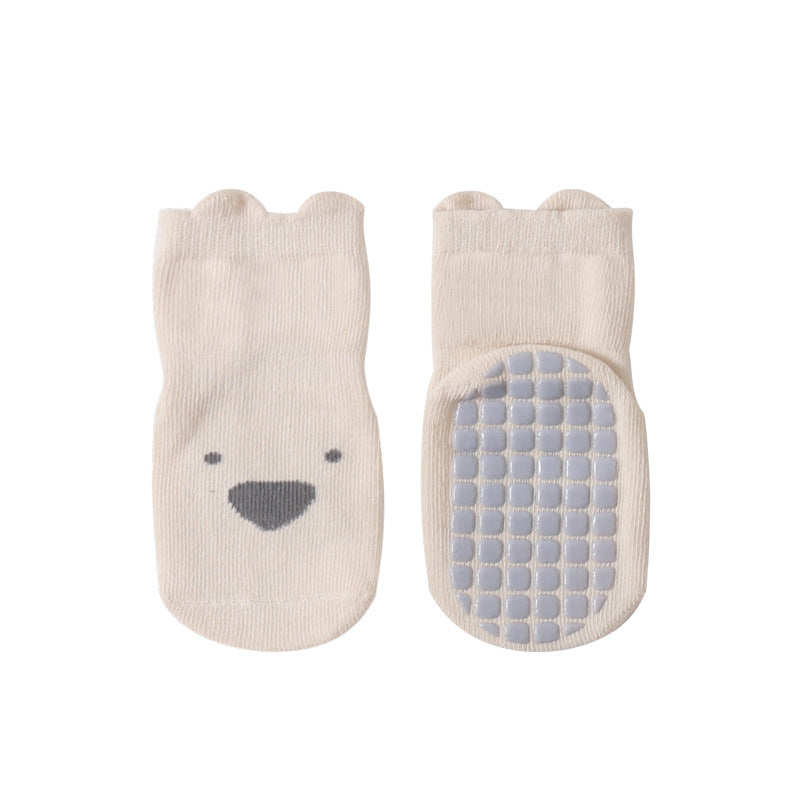 Beige Puppy Non-Slip Toddler Socks