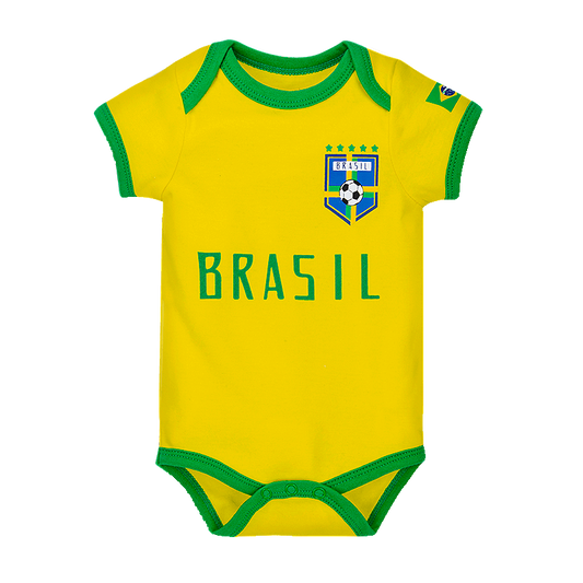 Brazil Infant Soccer Jersey Bodysuit Envelope-Neck