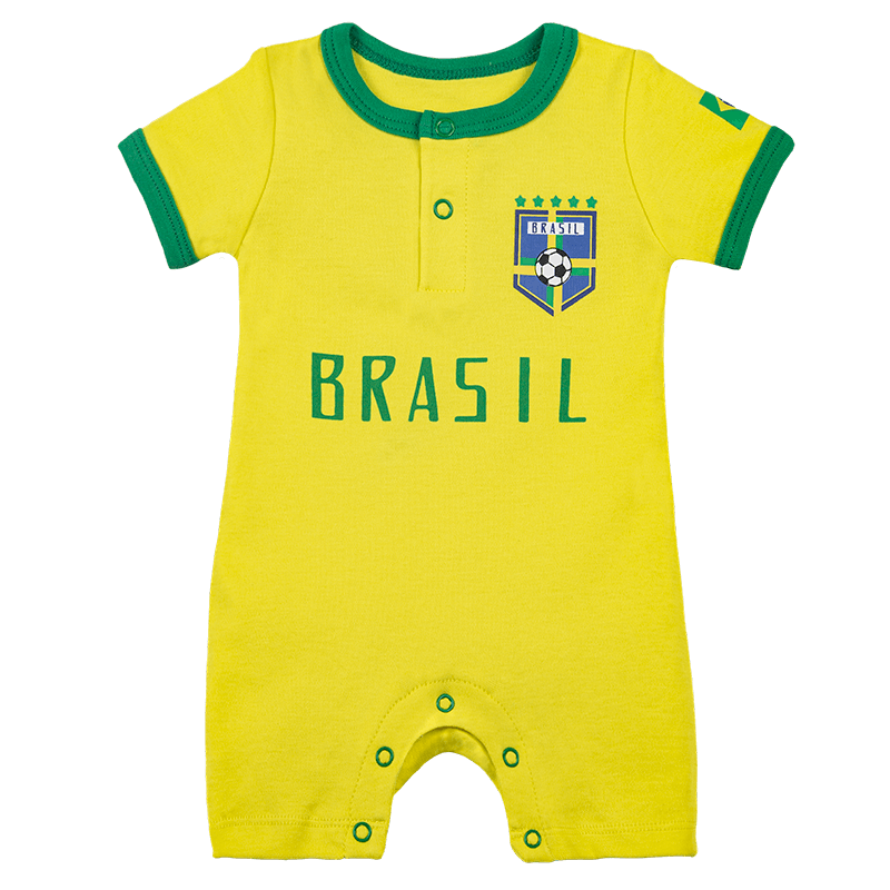 Brazil Infant Soccer Jersey Romper Front Plackets