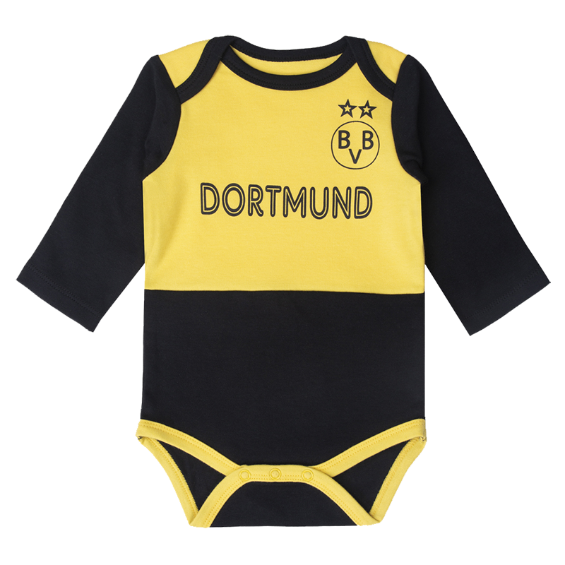 Dortmund Baby Soccer Jersey Bodysuit Long Sleeve Envelope-Neck