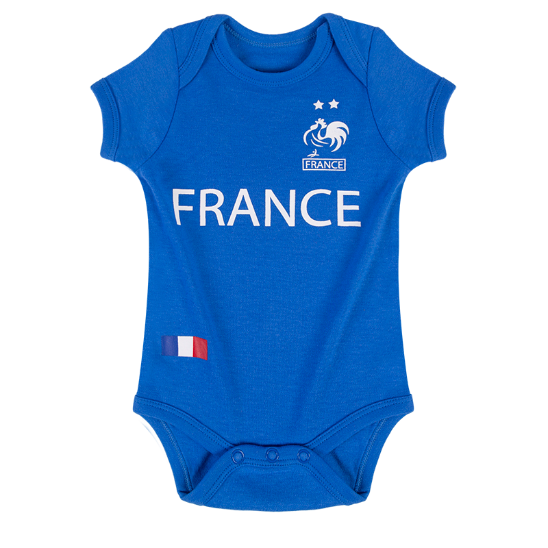 France Infant Soccer Jersey Bodysuit Envelope-Neck