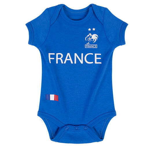 France Infant Soccer Jersey Bodysuit Envelope-Neck