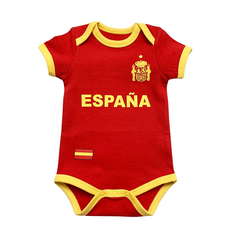 Spain Infant Soccer Jersey Bodysuit Envelope-Neck
