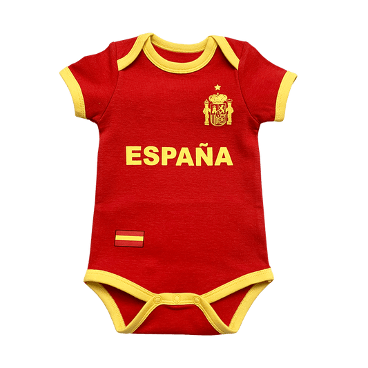 Spain Infant Soccer Jersey Bodysuit Envelope-Neck
