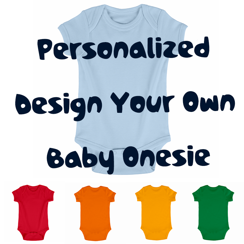Personalized Custom Printed Baby Onesies Short Bodysuits Boy Girl