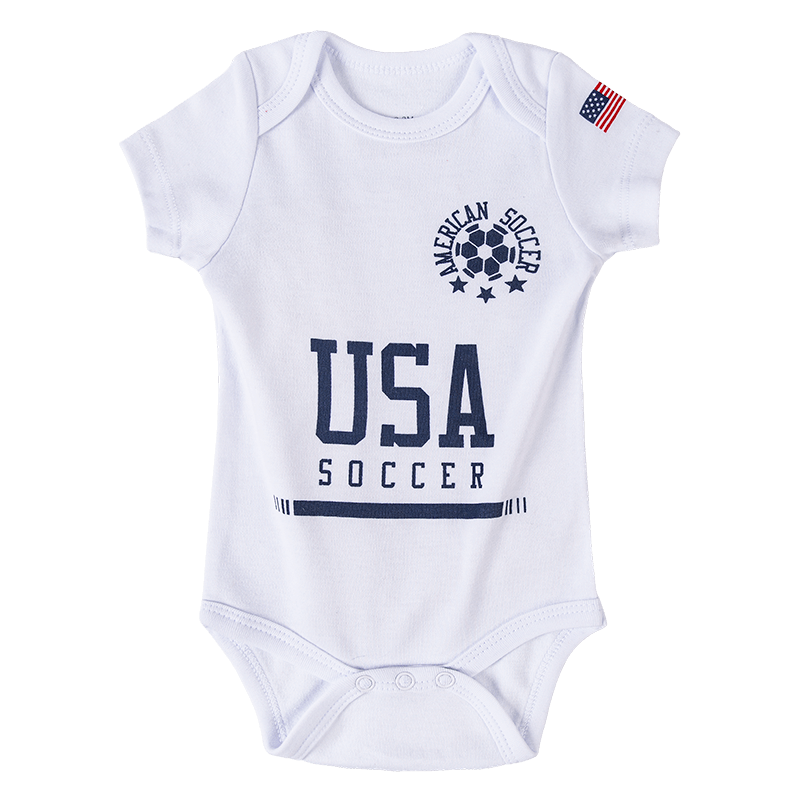 US-1 Infant Soccer Jersey Bodysuit Envelope-Neck White
