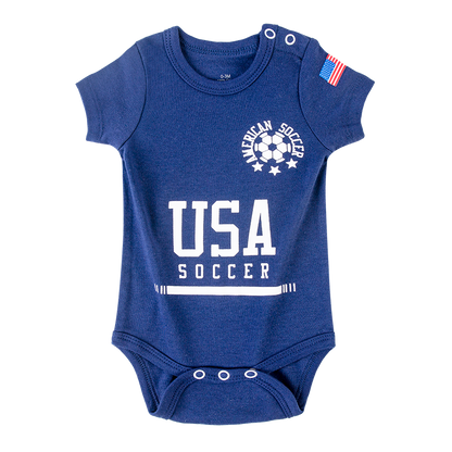 US-1 Infant Soccer Jersey Bodysuit Open Shoulder Blue