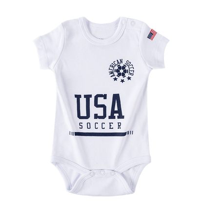 US-1 Infant Soccer Jersey Bodysuit Open Shoulder White