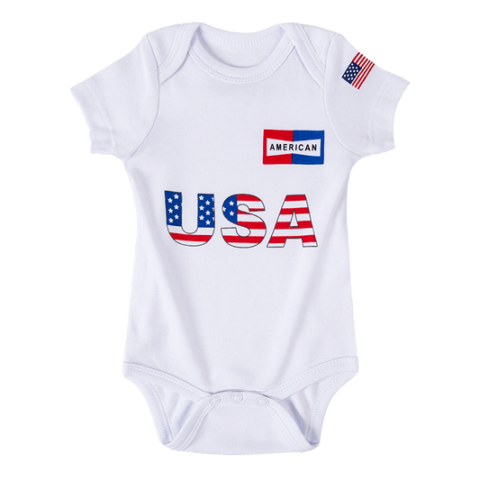 US-2 Infant Soccer Jersey Bodysuit Envelope-Neck White
