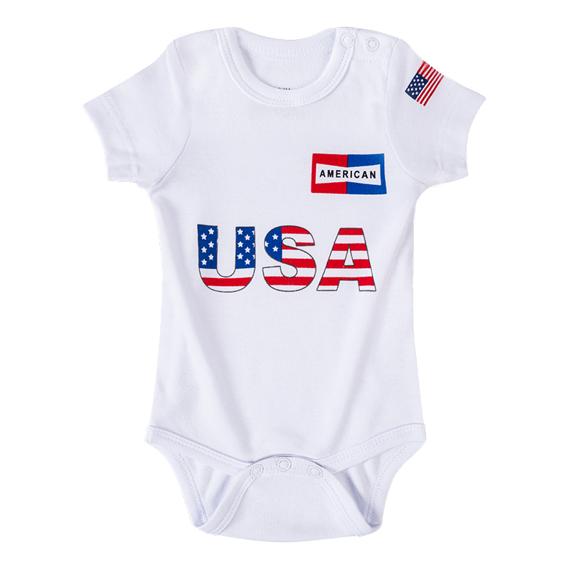 US-2 Infant Soccer Jersey Bodysuit Open Shoulder White