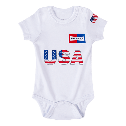 US-2 Infant Soccer Jersey Bodysuit Open Shoulder White